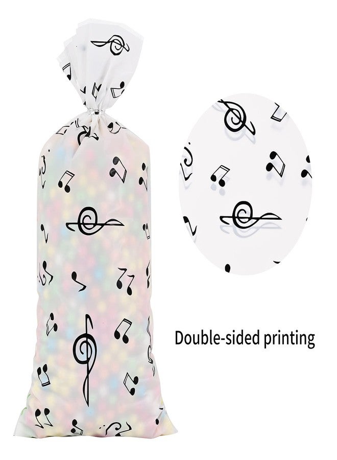 Lecpeting 100 Pcs Music Notes Treat Bags Music Cellophane Candy Bags Musical Party Favor with Twist Ties for Birthday Party Supplies - Image 3